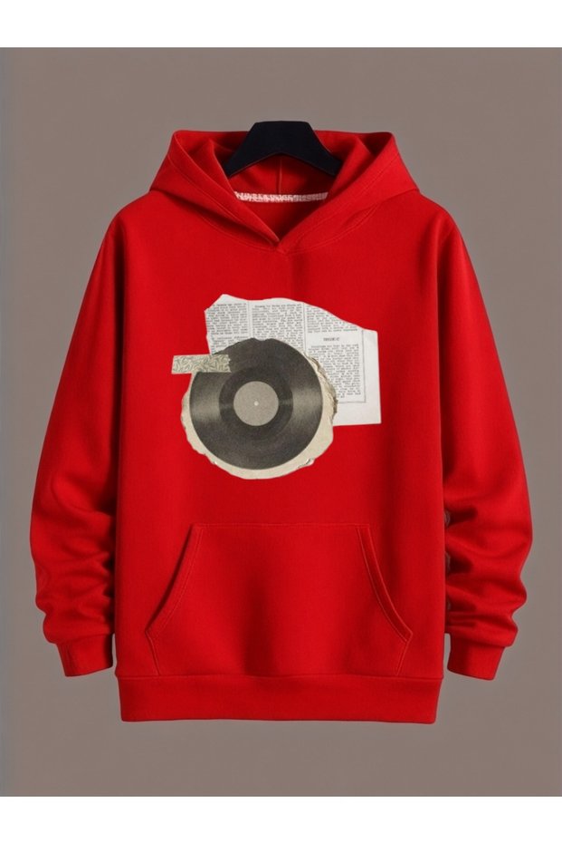 Unisex Plak Colorful Custom Printed Cotton Oversize Hooded Sweatshirt