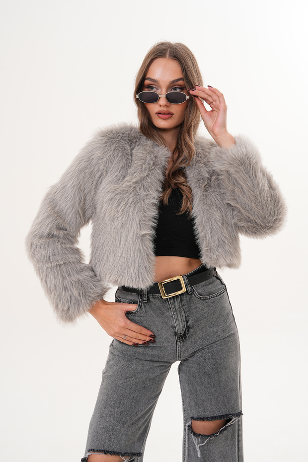 Crop Boy Basic Collar Feather Jacket - 5