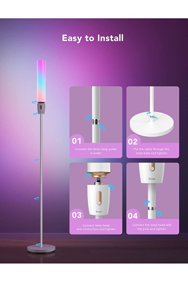 RGBIC Cylindrical LED Floor Lamp with Wi-Fi App Control, Smart Lamp with 64+ Scenes, DIY Mode, - 7