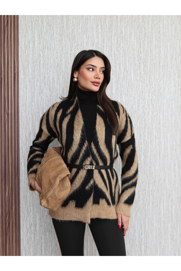 Desenli Önü Açık Hırka - 1