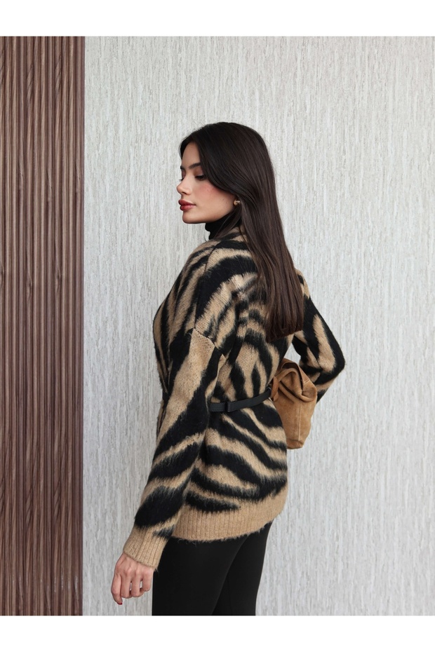 Desenli Önü Açık Hırka - 5