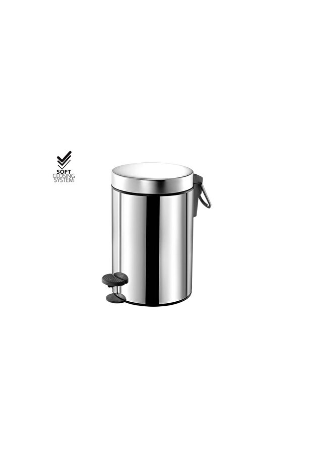 Trash Can, Pedal, Soft, 3Lt - Polished Stainless Steel