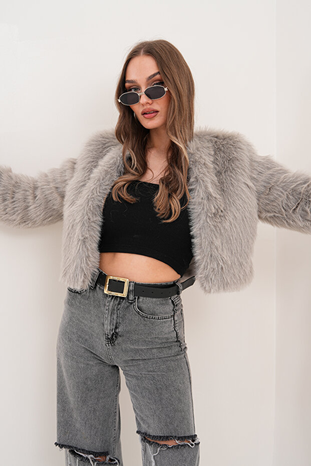 Crop Boy Basic Collar Feather Jacket - 6