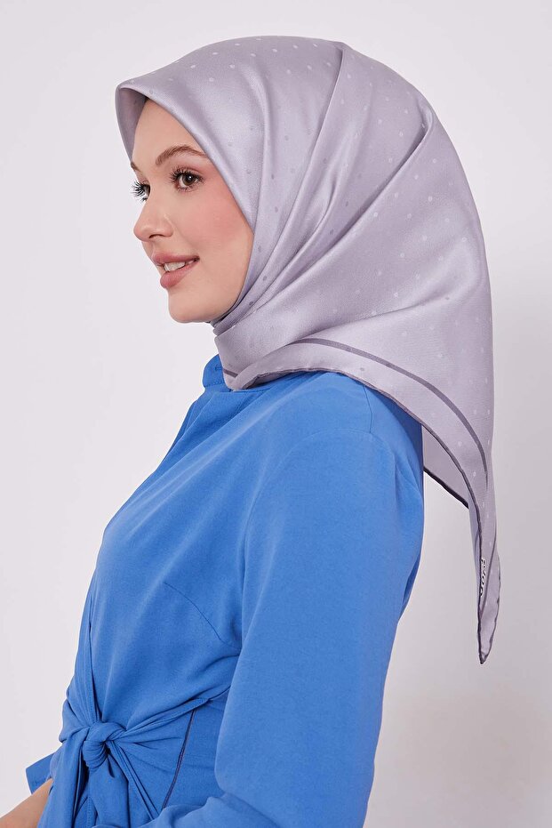 Silver Speckle Pattern Monogram Silk Scarf - 1