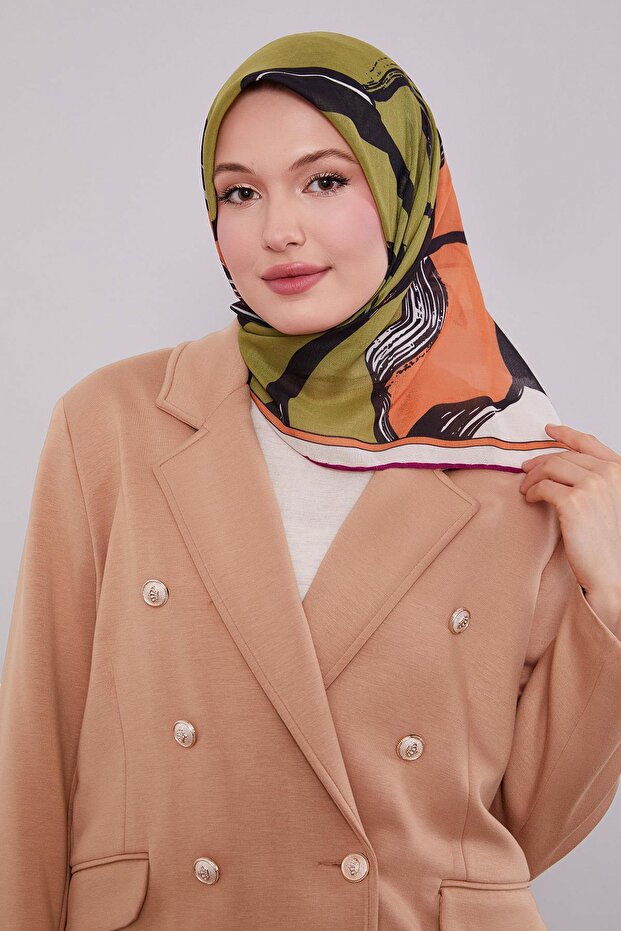 وشاح ناعم بنمط تجريدي باللون البنفسجي - 3