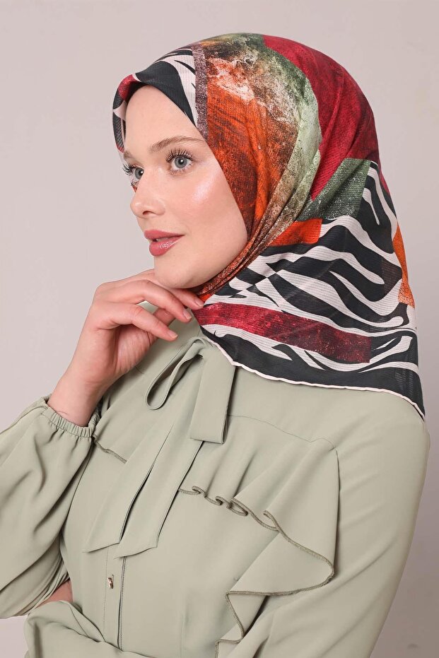 Black Zebra Pattern Cotton Scarf - 1