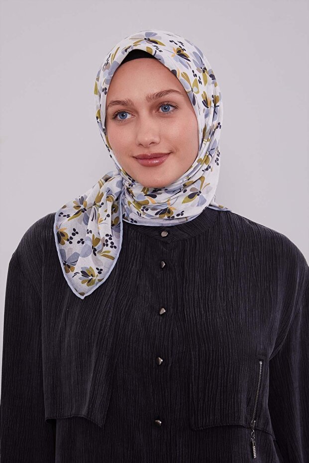 وشاح ناعم بنمط زهرة رمادية - 2