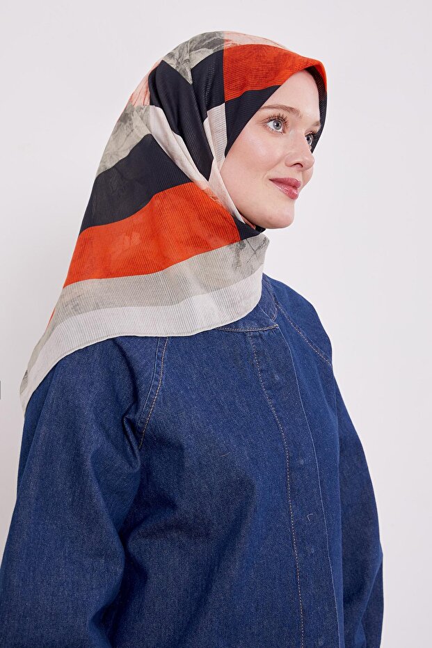 وشاح قطني بنمط الخط الأخضر - 1