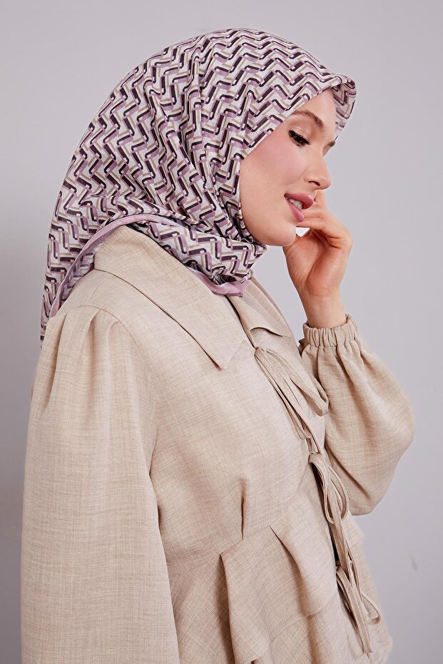 Powder Zigzag Pattern Soft Scarf - 2