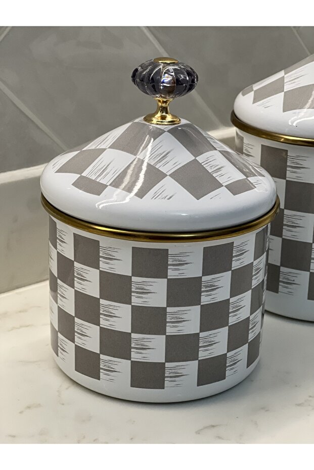 Checkerboard Patterned Enamel Three Size Spice Set - 8