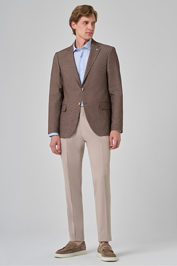 Erkek KAHVE Yünlü Dynamic Fit Rahat Kesim Ceket - 4