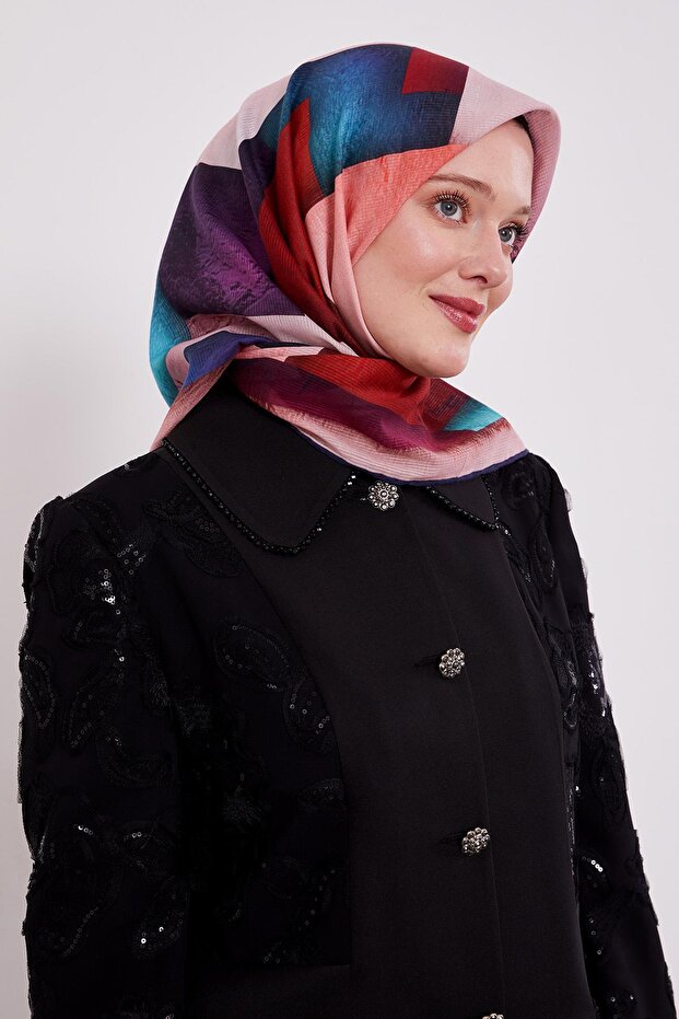 وشاح قطني بنمط الخط الأحمر - 2