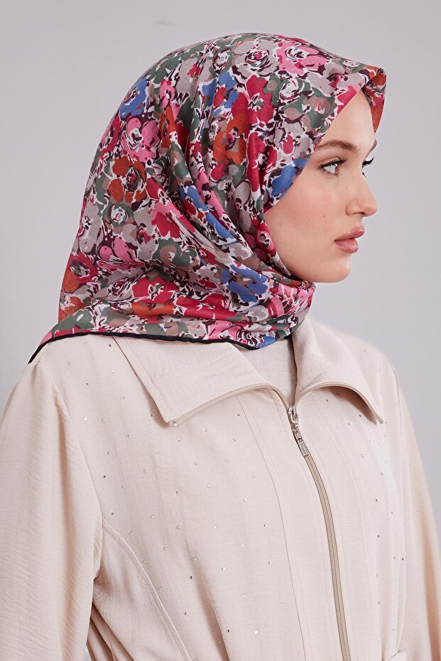 وشاح ناعم بنمط البرسيم الأسود والأحمر - 2