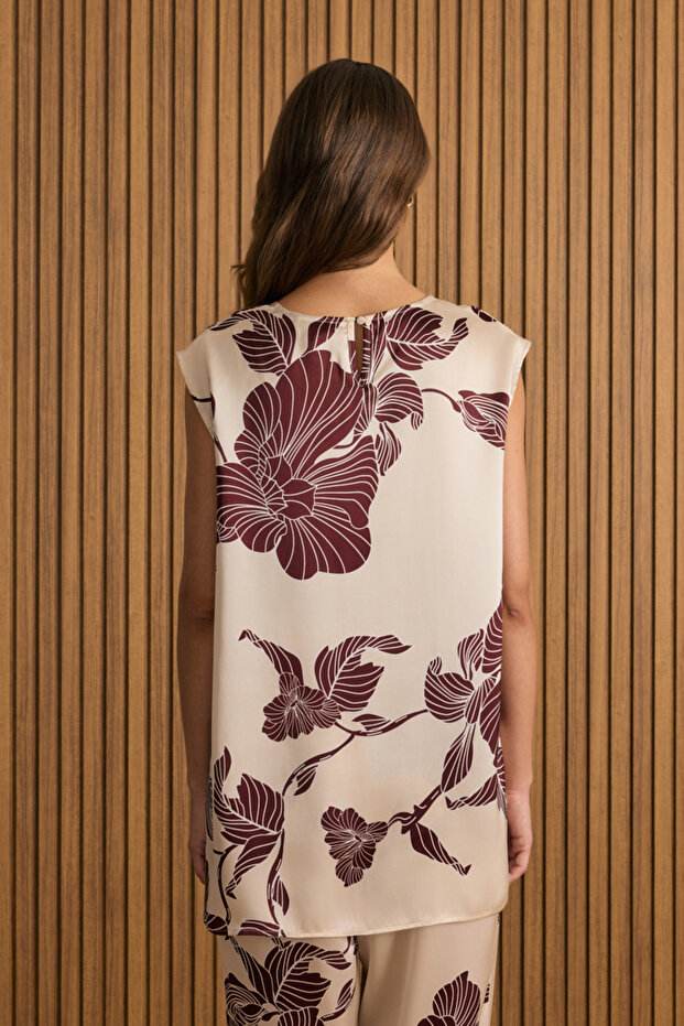 Desenli İpek Bluz - 5