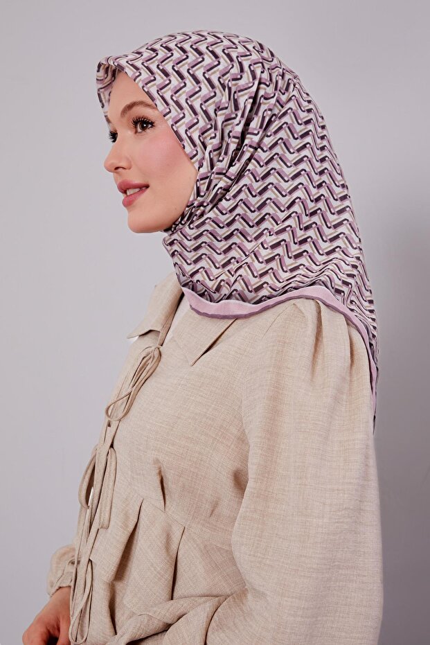 Powder Zigzag Pattern Soft Scarf - 1