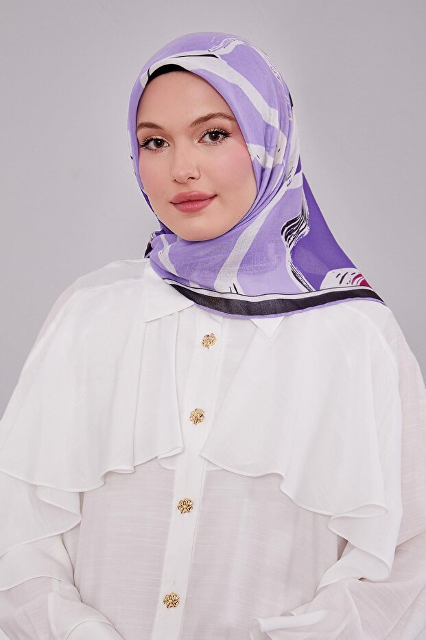 Purple Abstract Pattern Soft Scarf - 3