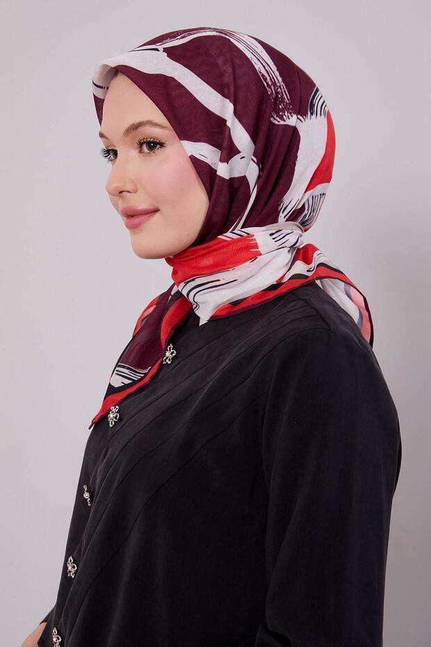 Cherry Abstract Pattern Soft Scarf - 2