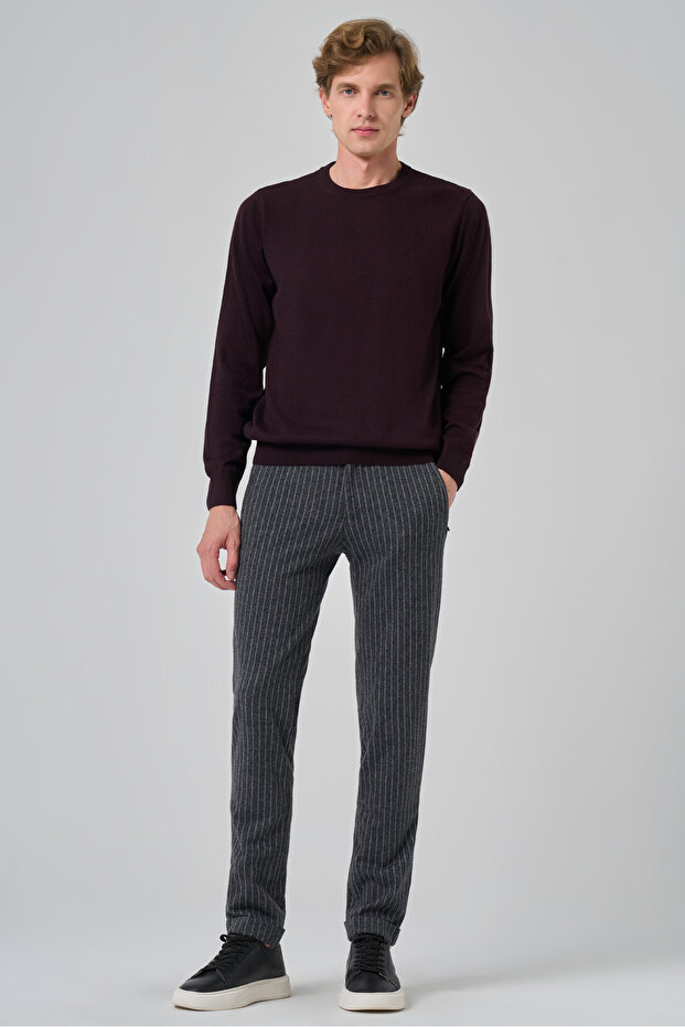 Erkek Mor Basic Bisiklet Yaka Dynamic Fit Rahat Kesim Triko - 4