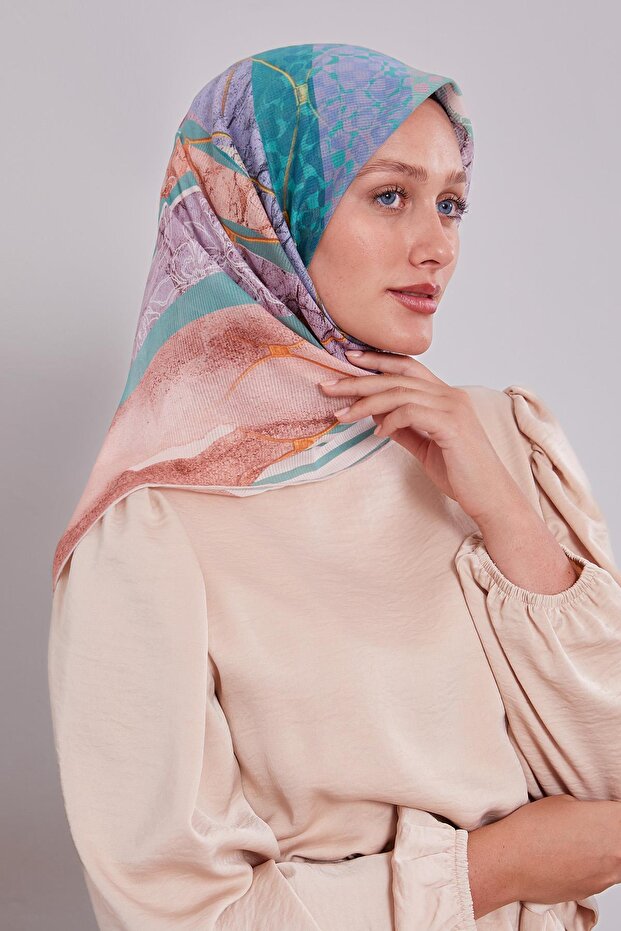 وشاح قطني بنمط مخطط من Yavruağzı - 2