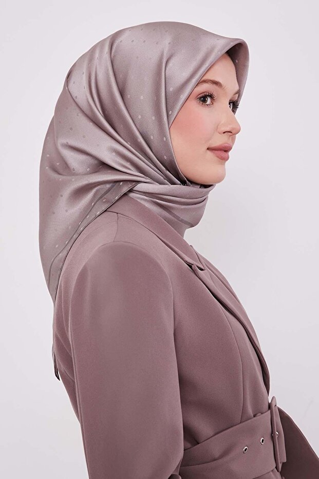 Latte Speckle Pattern Monogram Silk Scarf - 2