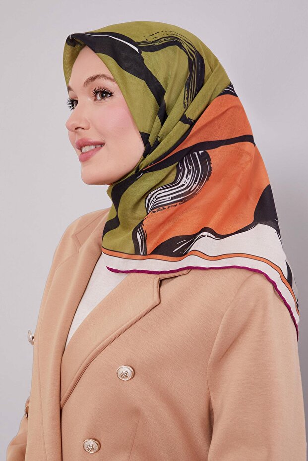 وشاح ناعم بنمط تجريدي باللون البنفسجي - 1