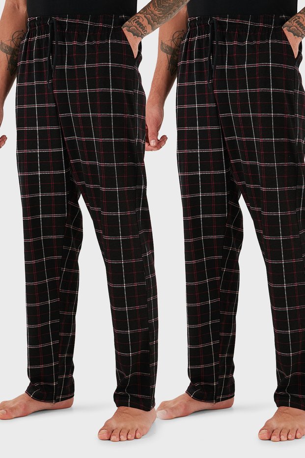 Cotton Regular Fit Normal Waist Straight Leg with Pockets 2-Pack Pajama Bottoms Men's Pajama Bottoms 65740