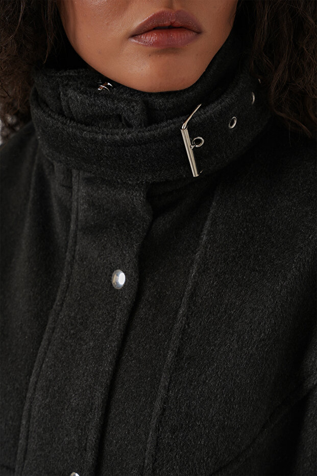 Kadın Oversize Bomber Ceket 0729 - Antrasit - 5