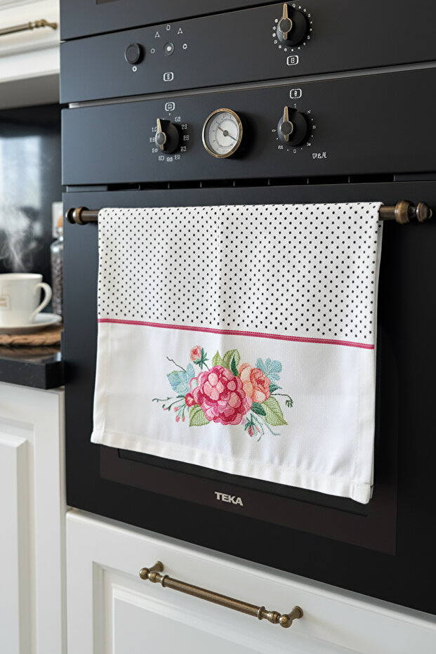 Pink White Polka Dot Floral Pattern Digital Printed Oven Cover Cgh078-F