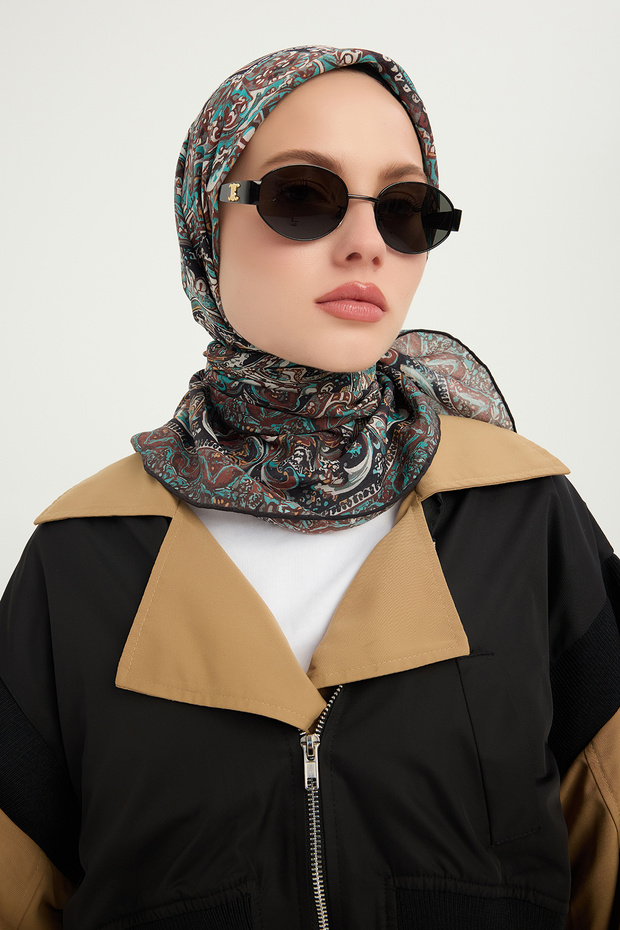Eternal Palaces - Brown - Vierra Patterned Viscose Scarf - 90X90 cm