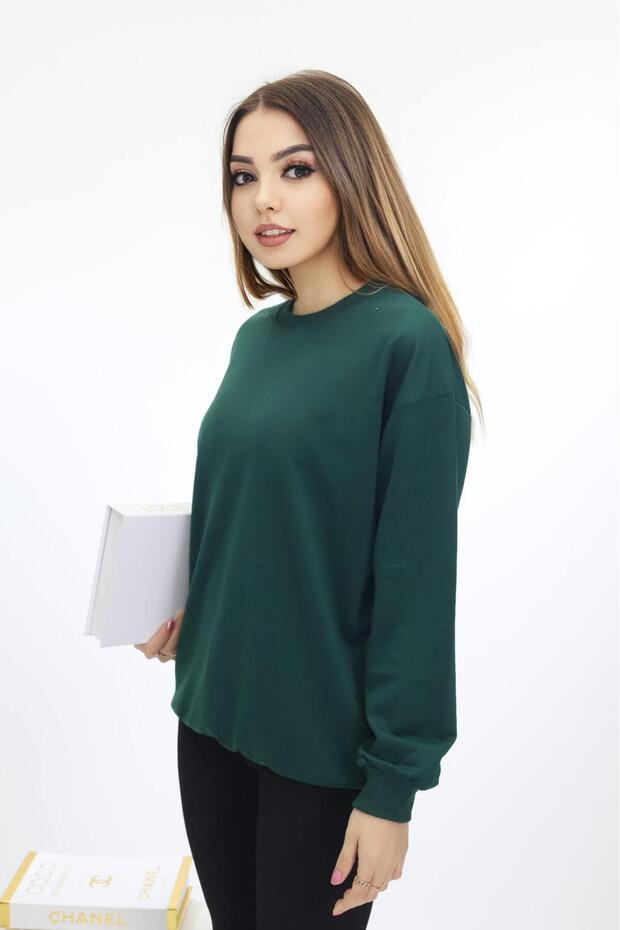 Kadın Basic 2 İplik Düz Sweatshirt - 3