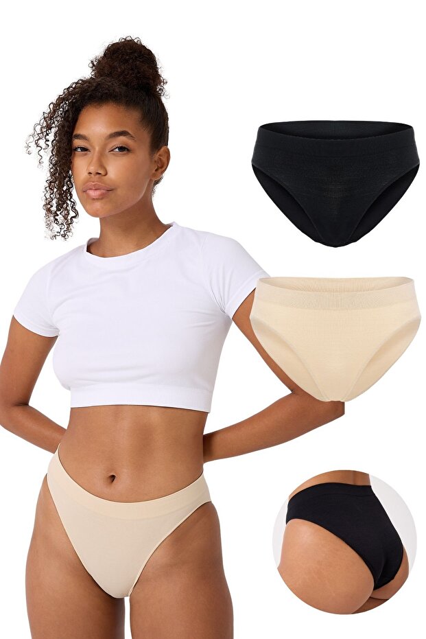 2'li Kadın Dikişsiz Basic Slip Küot - 1