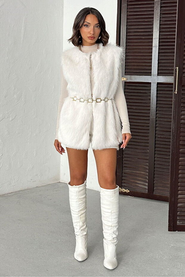 Cream Faux Fur Vest | Vmf1567