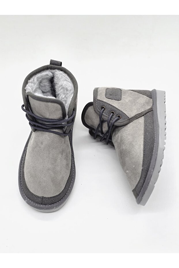 Mini Bağcıklı İnce Taban Bot Gri - 4