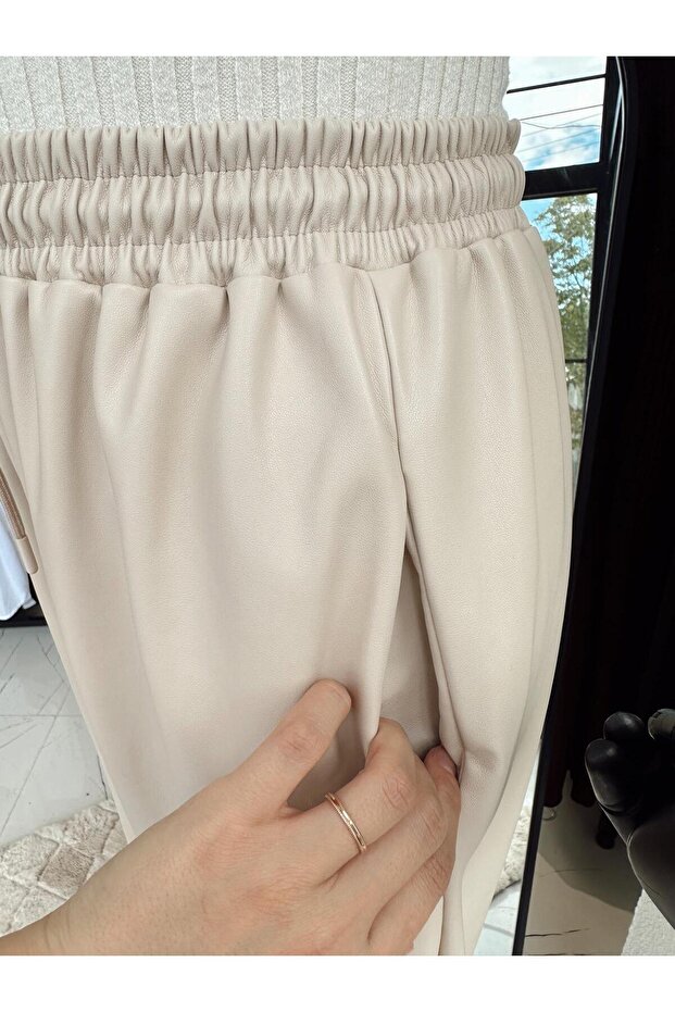 Deri Pantolon Bej - 4