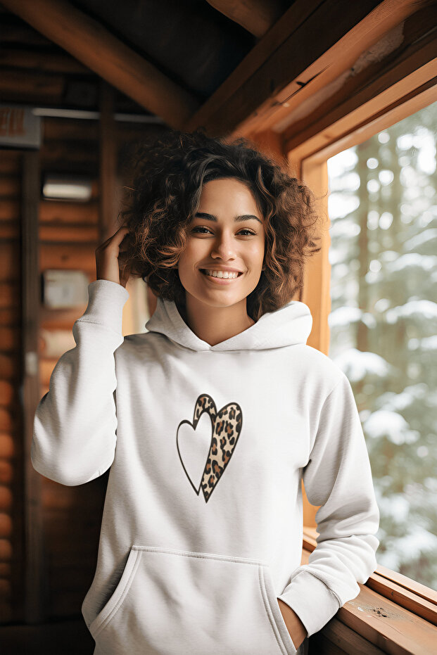 Rabbit Design Printed Cotton Long Sleeve Sharpened 3-Ply Hooded Women's Sweatshirt