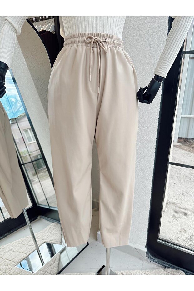 Deri Pantolon Bej - 1