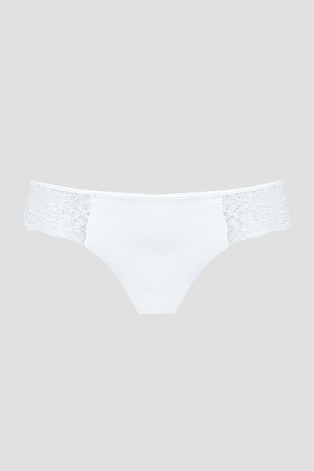 Ekru Lazer Kesim Dantelli String - 1