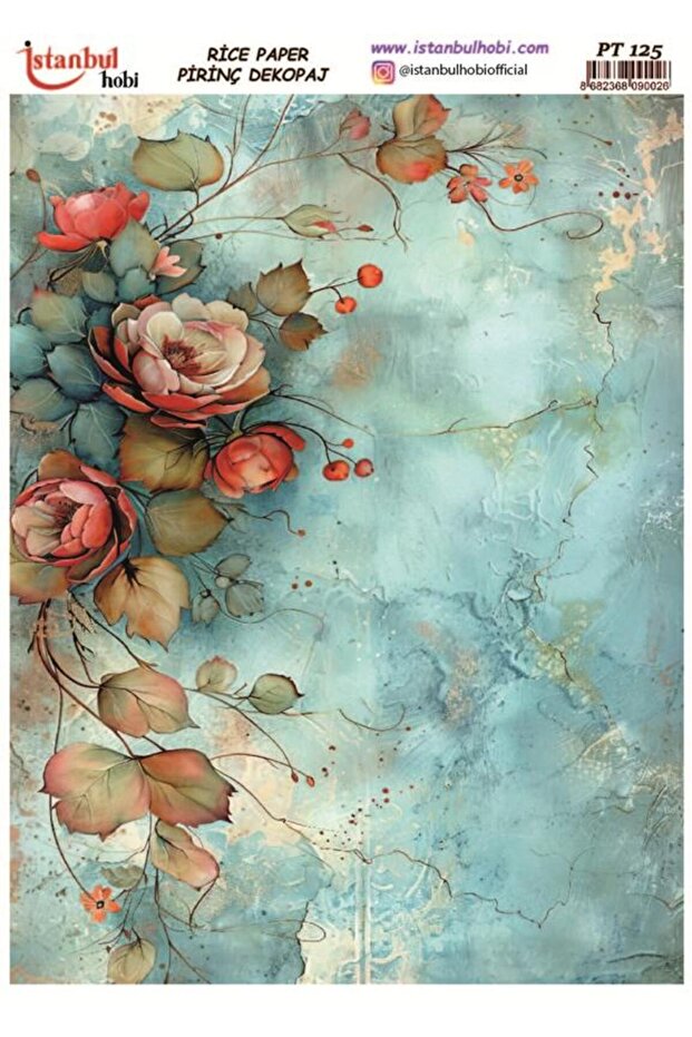 Brass Decopage Paper 30X42Cm Pt-125 Roses