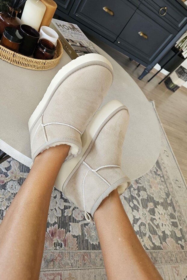 OPS 2AK Topukla Kadın İçi Kürklü Kalın Tabanlı Kısa Bot - 5