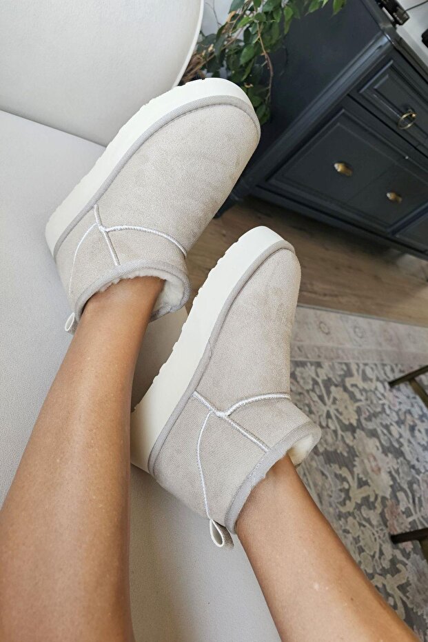 OPS 2AK Topukla Kadın İçi Kürklü Kalın Tabanlı Kısa Bot - 1