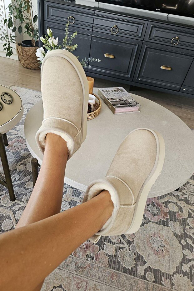 OPS 2AK Topukla Kadın İçi Kürklü Kalın Tabanlı Kısa Bot - 4