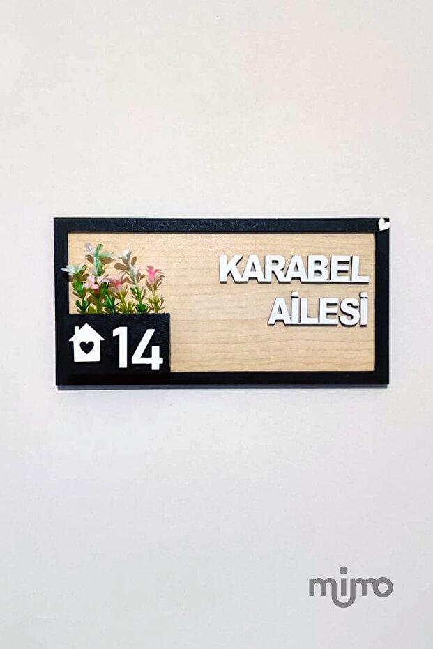 Kişiye özel çiçekli ahşap kapı numarası Kapı süsü – Çiçekli Kapı Süsü - 3