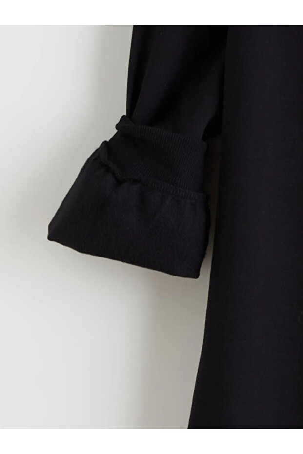 LCW Modest Siyah Kapüşonlu Sweat Elbise - 1