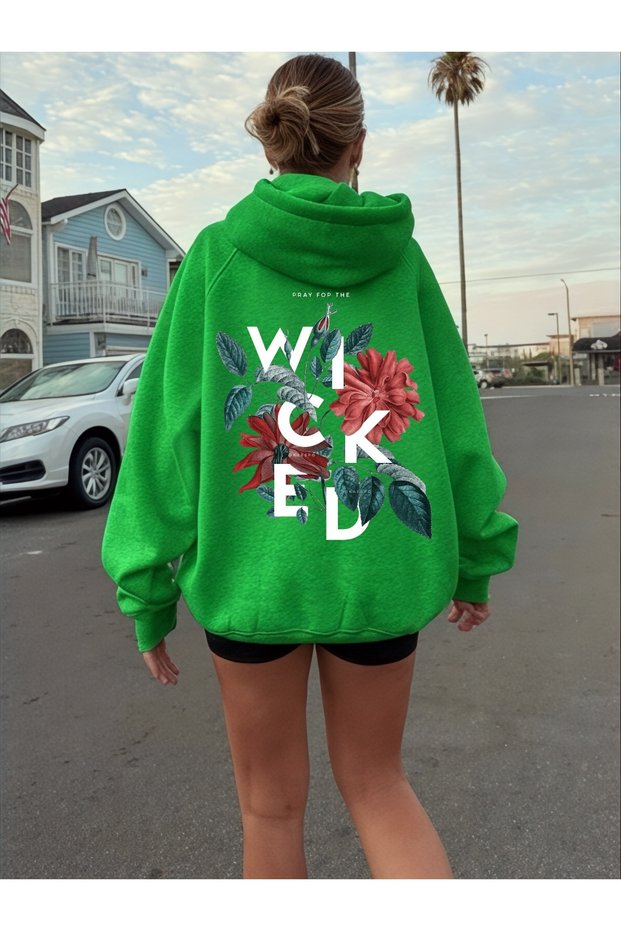 Unisex Wicked Colorful Custom Printed Cotton Oversize Hooded Sweatshirt