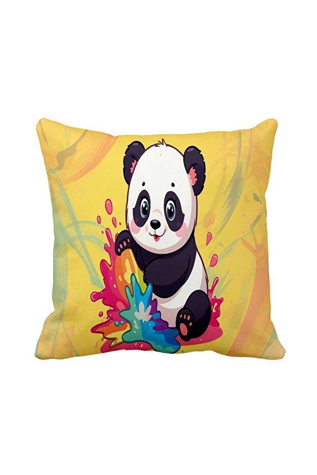 Cute Panda Children's Room Single Decorative Throw Pillow Cover 43 X 43 cm Suede