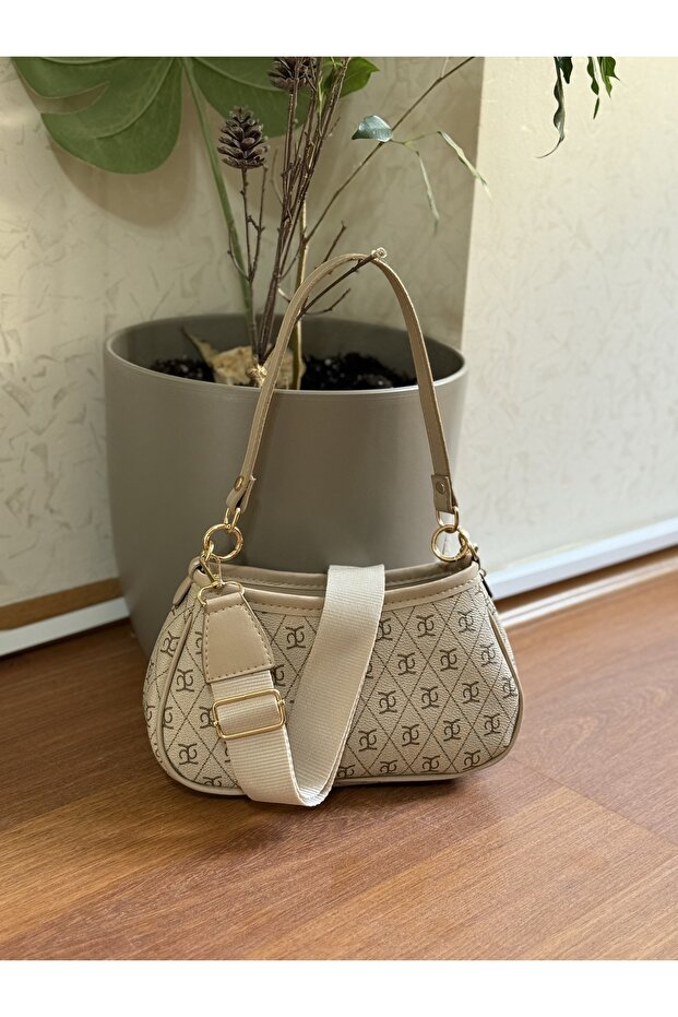 Patterned Double Strap Women's Shoulder Bag