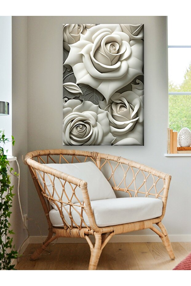 BEYAZ GÜLLER - BASKI KANVAS TABLO - 5