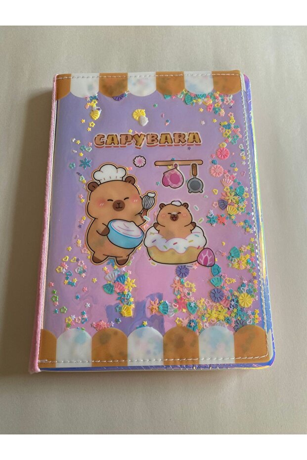 Fcx 15X21 Capybara Notebook with Velvet Back and Sequins No:12 Memorial Notebook Diary