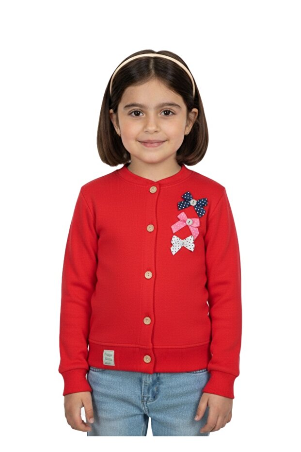 Girl's Cardigan with Lovely Bow Tie (Size 1 Recommend Your Large Green)