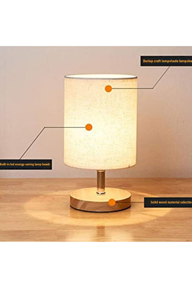 Side table lamp, LED bedroom lights, side table desk lamp, simple design with fabric shade - 4
